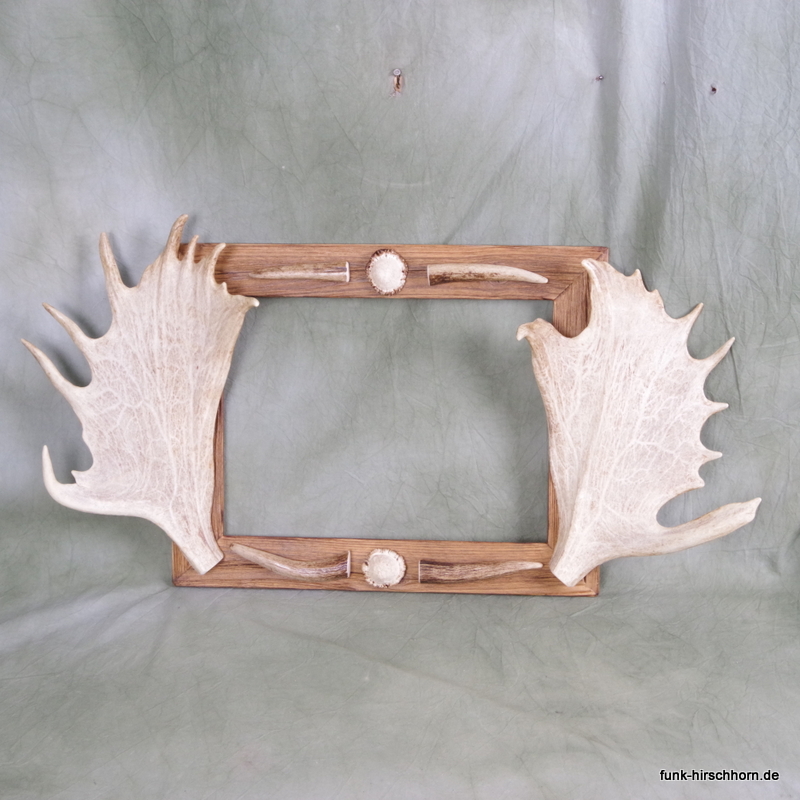 Geweihspiegel mit Altholz-Rahmen