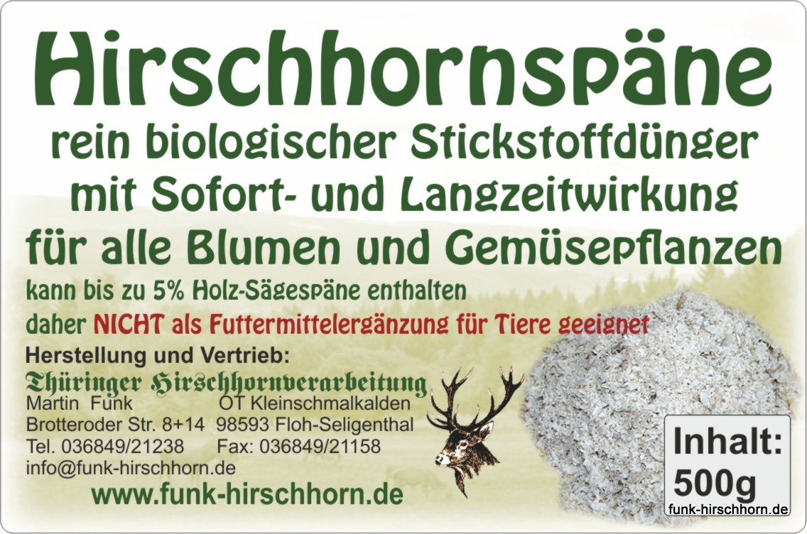 feinkörnige Hirschhornspäne 0,5kg  biologischer Stickstoffdünger