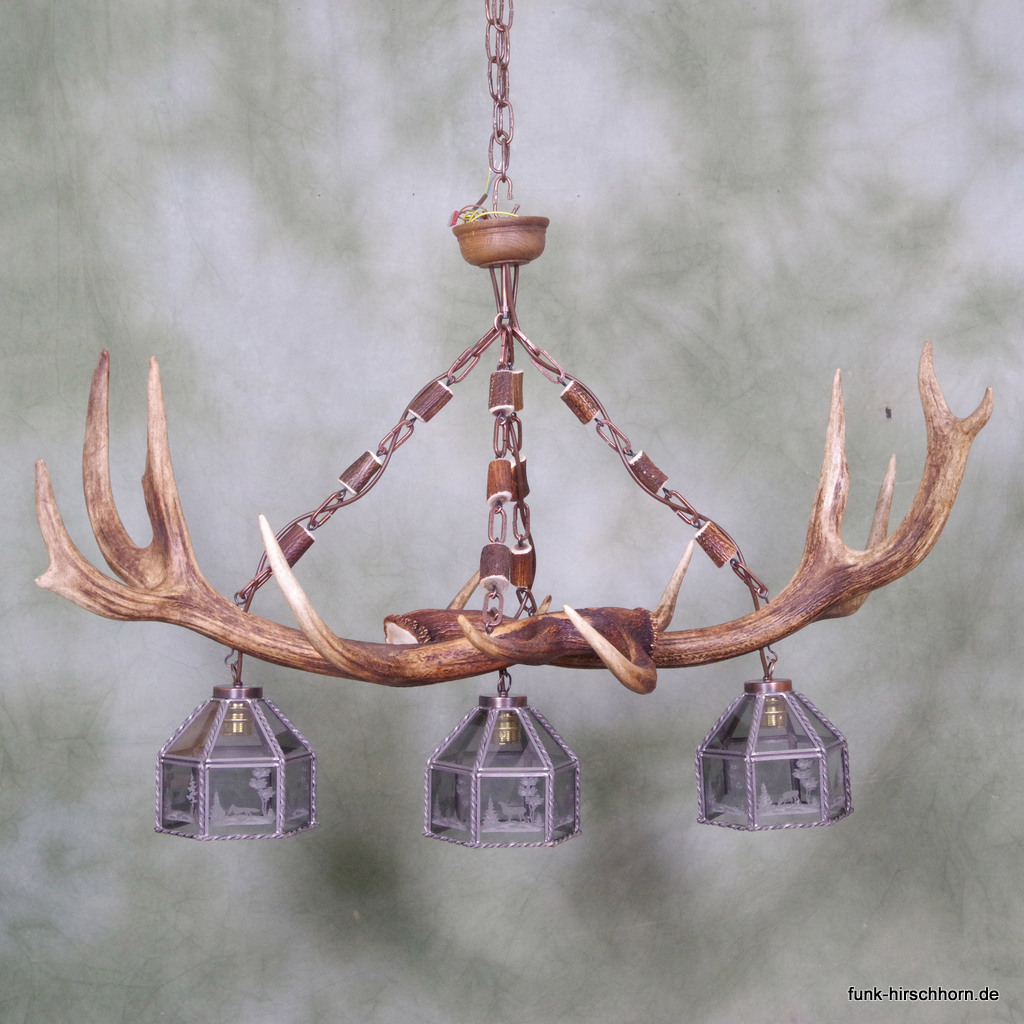 Deckenleuchte, 2 kapitale Rothirschstangen