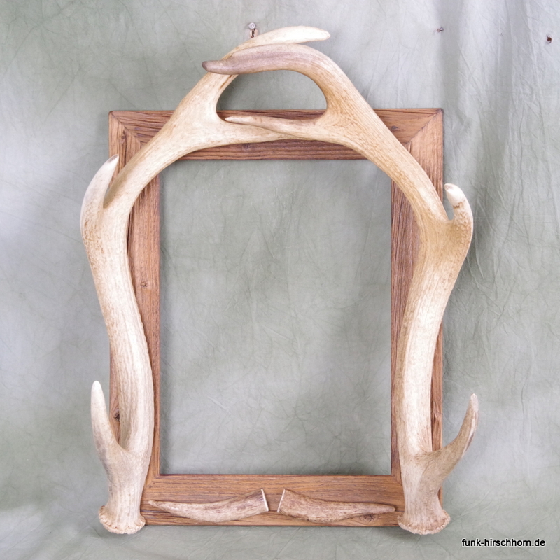 Geweihspiegel mit Altholz-Rahmen