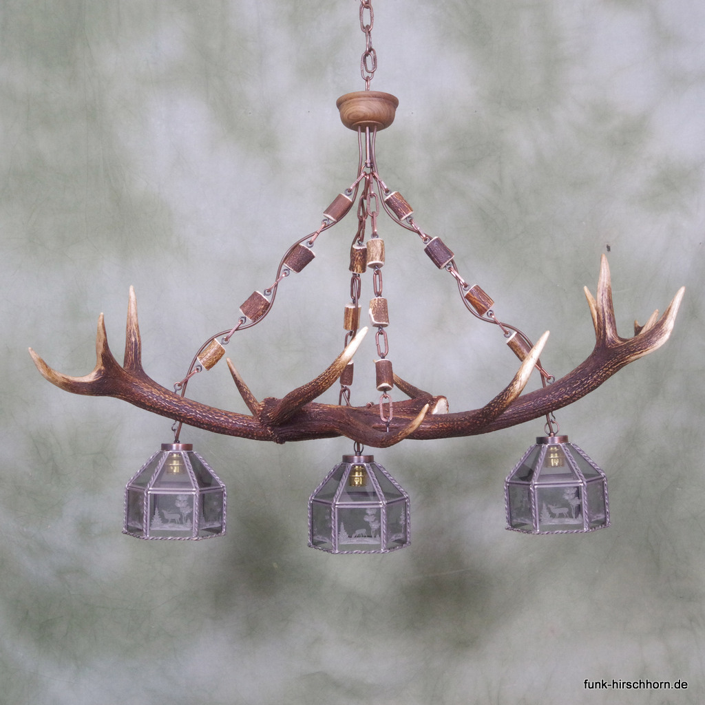 Deckenleuchte, 2 kapitale Rothirschstangen