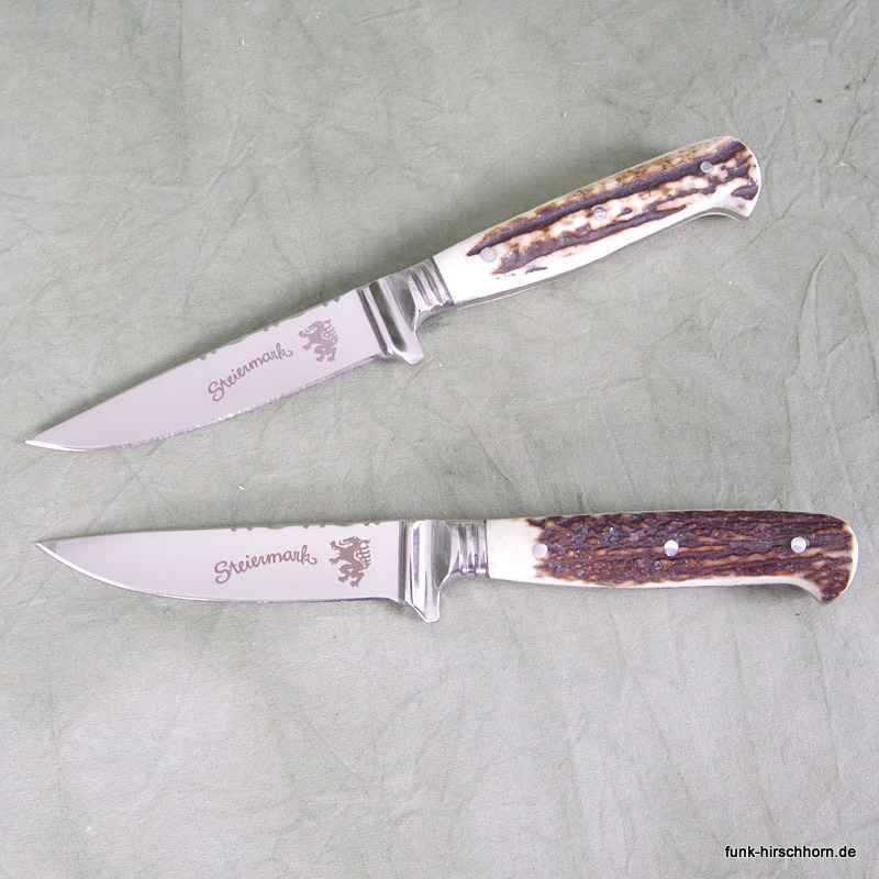 Jagdnicker mit Hirschhornschalen und Motivklinge Steiermark