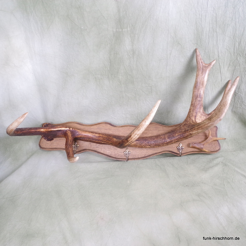 Wandgarderobe mit starker Rothirschstange